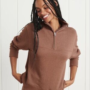 Jenni Kayne Half-Zip Sweatshirt in Cinnamon - Size L